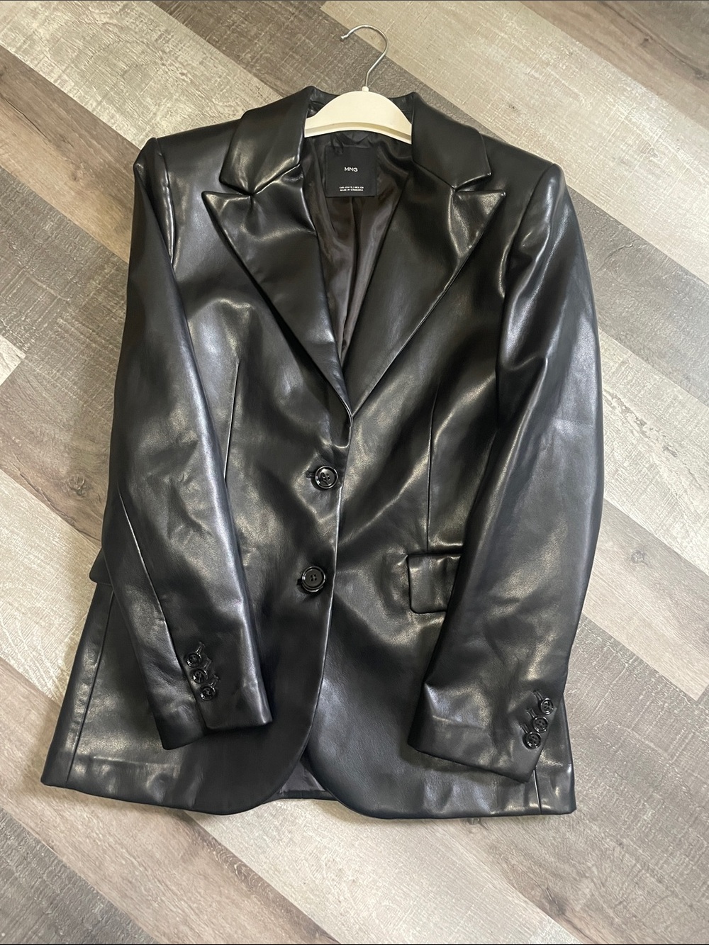 Mango Black vegan Leather Blazer